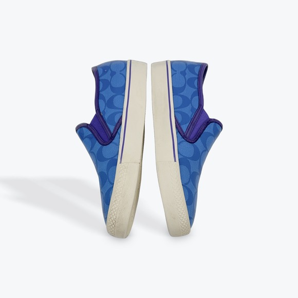 Coach Men's Signature C Monogram Slip On Canvas Sneakers Blue Purple Size 7D - Picture 2 of 8